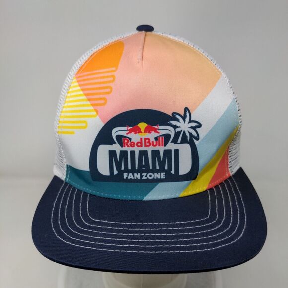 Red Bull Miami Fan Zone Snapback Mesh Back Hat Multicolor Graphic Logo - Picture 2 of 8